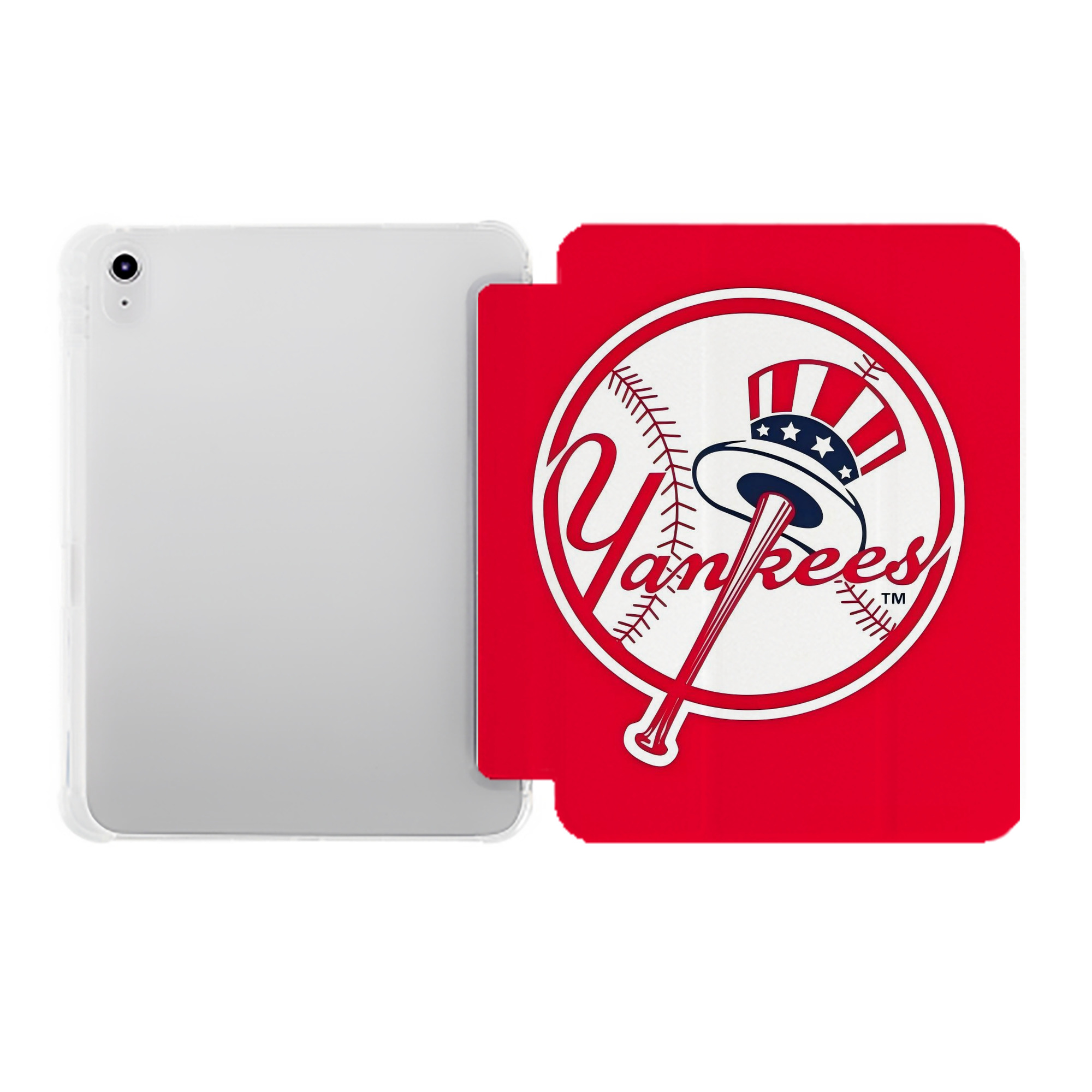 New York Yankees 165 Premium Tri-Fold PU Leather & Silicone IPad Case With Pencil Slot – Fits 9.5,10.5,10.9 – Adjustable Stand, Slim, Protective